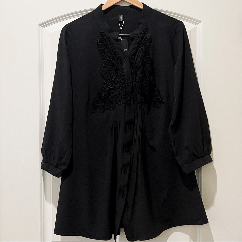 Trendimax Black Long Sleaved Button Down Blouse XL